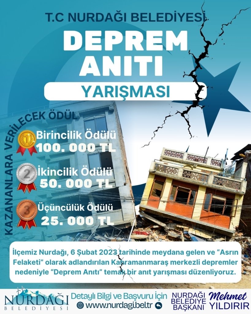 NURDAĞI 6 ŞUBAT DEPREM ANITI ÖDÜLLÜ YARIŞMASI NURDAĞI 6 ŞUBAT DEPREM ANITI ÖDÜLLÜ YARIŞMASI